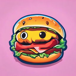 2D outline animated close-up of Fortnite's Hamburger skin with eyes, featuring a confused expression, expressive gaze, and vibrant colors.