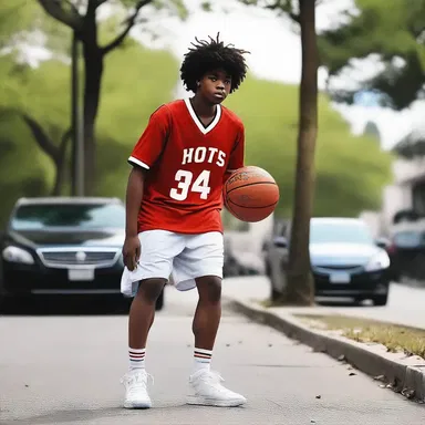The basketeer wore a stylish basketball jersey and matching sneakers.