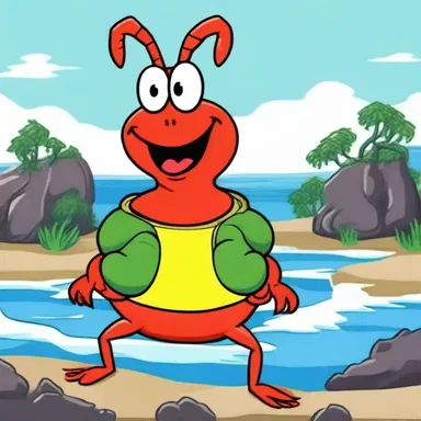 In the cartoon episode, the crawdad was portrayed as a mischievous character always causing trouble for the other sea creatures.
