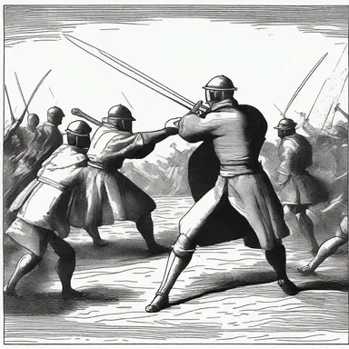 The author used onomatopoeia to describe the zing of a sword being unsheathed in the epic battle scene.