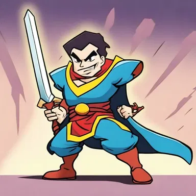 In the latest episode of the cartoon series, the heroic character skillfully sheathed his sword into the villain's chest.