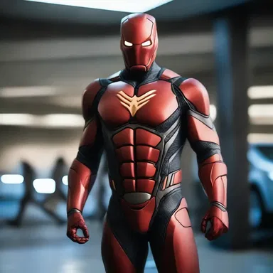 The superhero sheathed himself in a protective suit before going into battle in the movie.