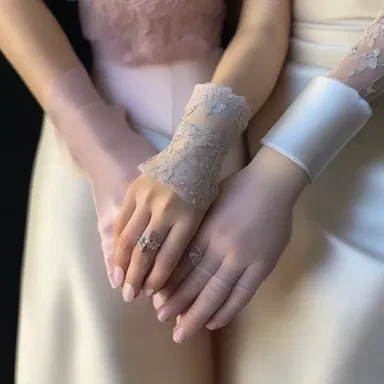 The woman sheathed her delicate hands in satin gloves before dancing with her partner.
