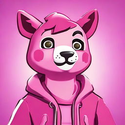 2D outline animated close-up of Fortnite's Cuddle Team Leader showing a thumbs up with a confused facial expression, highlighting expressive eyes and vibrant colors.