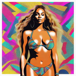 A high-quality digital art image featuring Beyonce in a stylish bikini