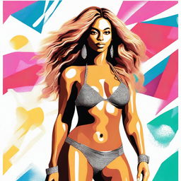 A high-quality digital art image featuring Beyonce in a stylish bikini