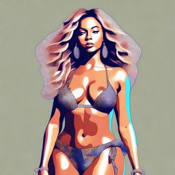 A high-quality digital art image featuring Beyonce in a stylish bikini