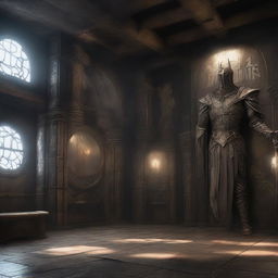 A highly unique gym environment inspired by both Dark Souls and the Elden Ring universes, with themed workout areas, hauntingly beautiful murals, and distinctive fantasy elements integrated into the design.