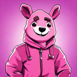 2D outline animated close-up of Fortnite's Cuddle Team Leader showing a thumbs up with a confused expression, featuring expressive eyes and vibrant colors.