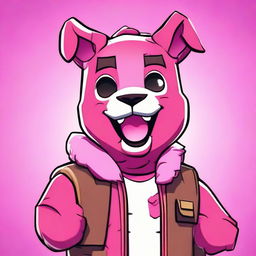 2D outline animated close-up of Fortnite's Cuddle Team Leader, showing a thumbs up with an enthusiastic expression, featuring expressive eyes and vibrant colors.