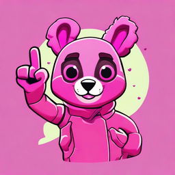 2D outline animated close-up of Fortnite's Cuddle Team Leader showing a thumbs up, expressing positivity with vibrant colors and expressive eyes.