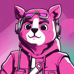 2D animated outline style close-up of Fortnite's Cuddle Team Leader giving a thumbs-up, highlighting expressive eyes and vibrant colors.