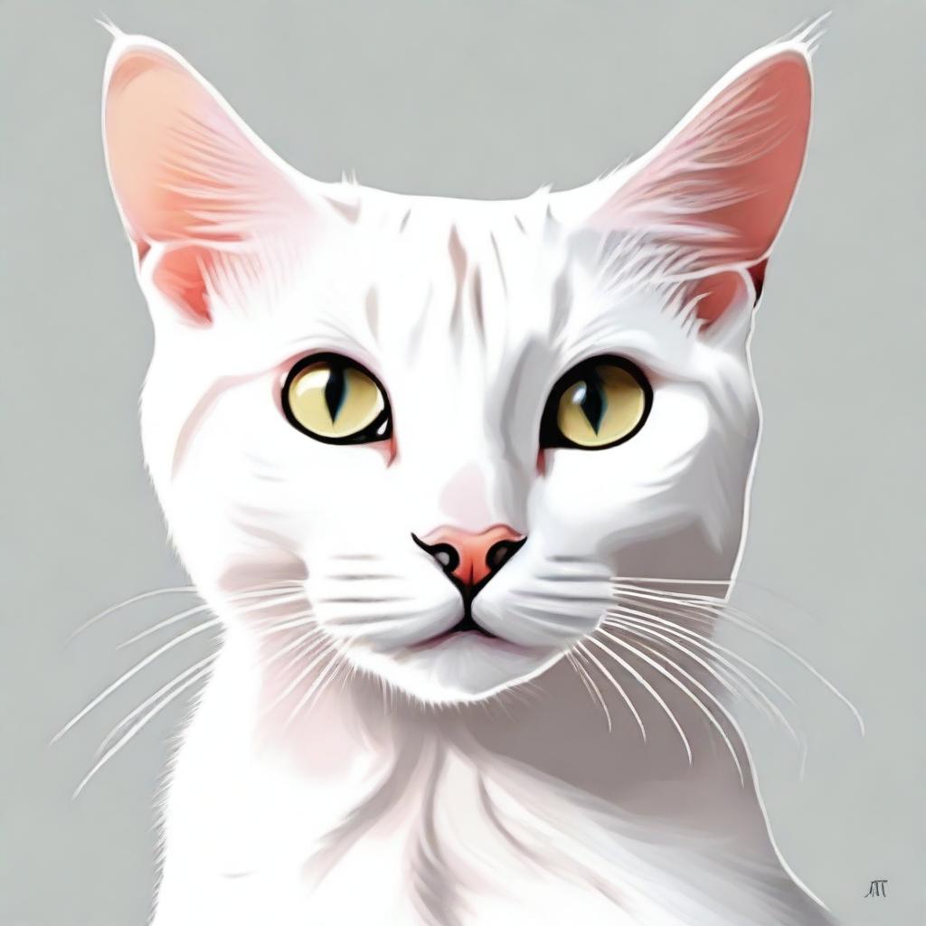 This is a high-quality digital painting of an unusually shaped, deformed cat