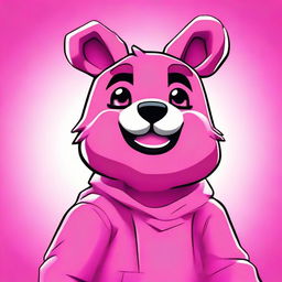 2D outline animated close-up of Fortnite's Cuddle Team Leader, showing a thumbs up with spirited expression, featuring vibrant colors and expressive eyes.