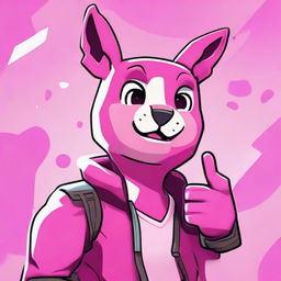 Close-up of Fortnite's Cuddle Team Leader giving a thumbs up, presented in 2D outline animated style with vibrant colors and expressive eyes.