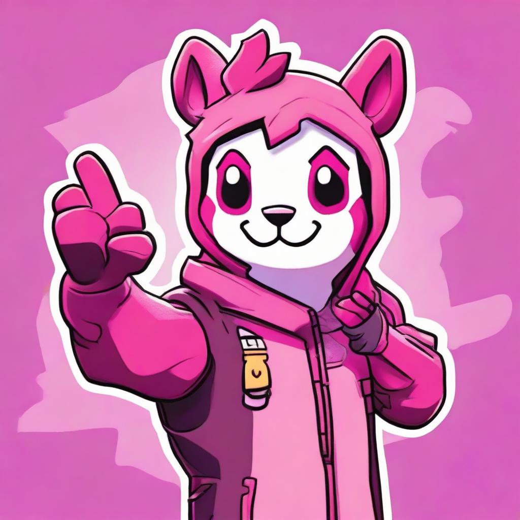 Close-up of Fortnite's Cuddle Team Leader giving a thumbs up, in 2D outline animated style with lively colours and expressive eyes.