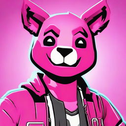 2D outline animated close up of Fortnite's Cuddle Team Leader's face, giving a thumbs up with expressive eyes in vibrant colors.