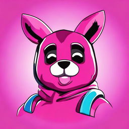 2D outline animated close up of Fortnite's Cuddle Team Leader's face, giving a thumbs up with expressive eyes in vibrant colors.