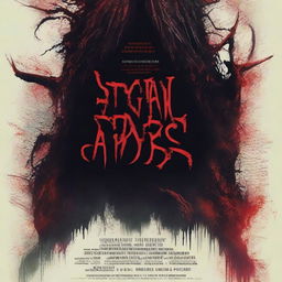 Design an eerie movie poster for 'Stygian Abyss' showcasing a foreboding abyss, a gripping tagline, and headlining actors' names in enthralling typography