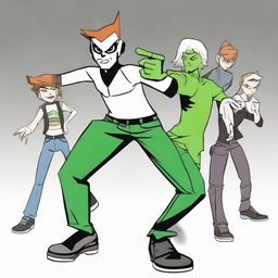 Ben 10 fused with Alien X performing a contra tempo dance move