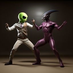 Ben 10 fused with Alien X performing a contra tempo dance move