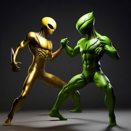 Ben 10 fused with Alien X performing a contra tempo dance move