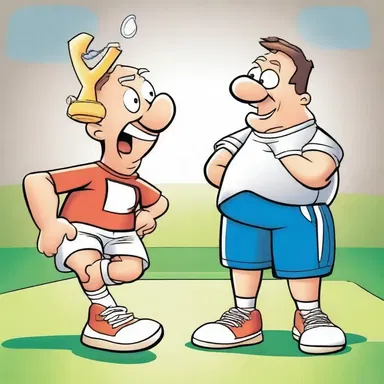 The characters in the cartoon always compete sportingly against each other for the trophy.