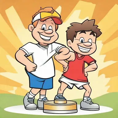 The characters in the cartoon always compete sportingly against each other for the trophy.