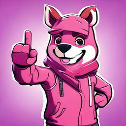 Capture an animated 2D outline style close-up of Fortnite's Cuddle Team Leader giving a thumbs up, with attention to expressive eyes and vibrant colors