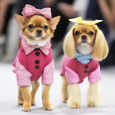 The runway featured models walking with their stylish bow-wows wearing adorable doggy outfits.