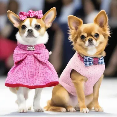The runway featured models walking with their stylish bow-wows wearing adorable doggy outfits.