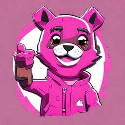 2D outline animated style close-up of Fortnite's Cuddle Team Leader giving a thumbs up, expressing positivity with vivid colors and expressive eyes.