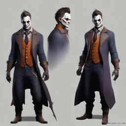 Generate an image of Ace Visconti, the lucky gambler character from the game Dead by Daylight. Show him in his signature suit with his charming smile, within the eerie atmosphere of the ominous game setting.