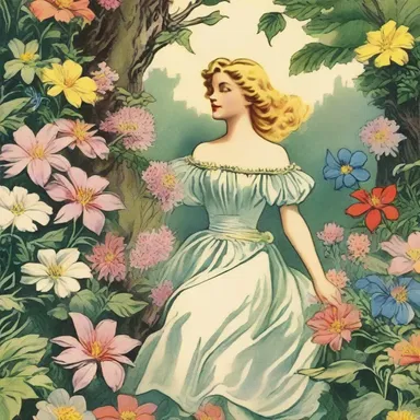 The sweet-smelling flowers blooming in the enchanted garden of the fairy queen enticed the hero of the comic book to enter.