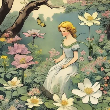 The sweet-smelling flowers blooming in the enchanted garden of the fairy queen enticed the hero of the comic book to enter.