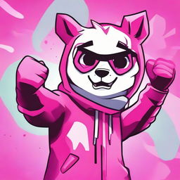 Close-up of Fortnite's Cuddle Team Leader giving a thumbs down, designed in 2D outline animated style with vibrant colors and expressive eyes.