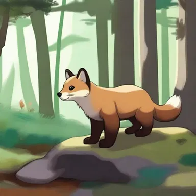In the novel, the protagonist encounters a stone marten while exploring the forest.