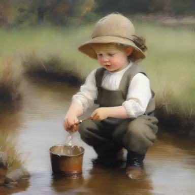 The painter captured the innocence and curiosity of the tiddler in their beautiful portrait.