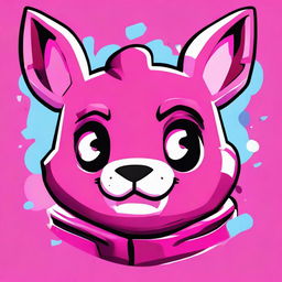 Close-up 2D outline animated style of Fortnite's Cuddle Team Leader's face, giving a thumbs down with expressive eyes and vibrant colors.