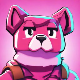 Close-up 2D outline animated style of Fortnite's Cuddle Team Leader's face, giving a thumbs down with expressive eyes and vibrant colors.