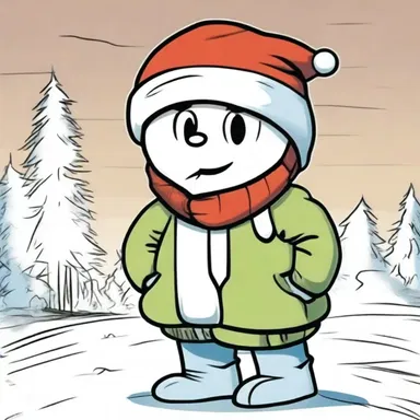 In the comic strip, the character wore a beanie with earlaps in the wintertime.