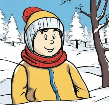 In the comic strip, the character wore a beanie with earlaps in the wintertime.