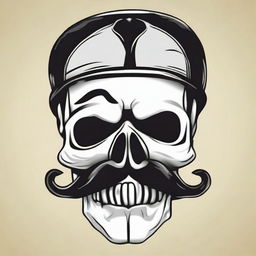 Draw a skull with a stylish, distinctive mustache providing a unique and interesting combination of morbidity and humor.