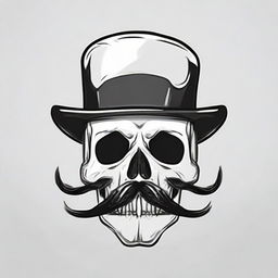 Draw a skull with a stylish, distinctive mustache providing a unique and interesting combination of morbidity and humor.