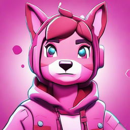 Close-up of Fortnite's Cuddle Team Leader looking upset, in 2D outline animated style with expressive eyes and vibrant colors.