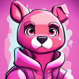 Close-up of Fortnite's Cuddle Team Leader looking upset, in 2D outline animated style with expressive eyes and vibrant colors.