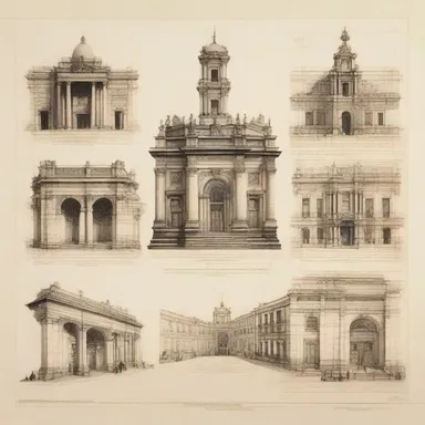 The exhibition featured a collection of familiarizing architectural drawings and designs.