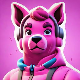 Close-up view of upset Fortnite's Cuddle Team Leader, rendered in 2D outline animated style highlighting expressive eyes and vibrant colors.