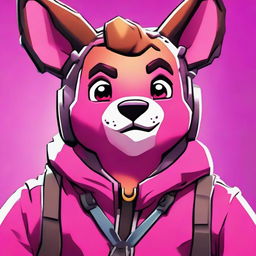 Close up, 2D outline animated style depiction of Fortnite's Cuddle Team Leader looking upset, showcasing expressive eyes and vibrant colors.