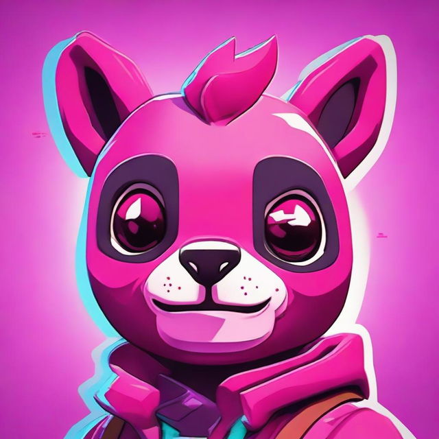 Depict a close-up of an upset Fortnite's Cuddle Team Leader, in a 2D outline animated style, highlighting vibrant colors and expressive eyes.